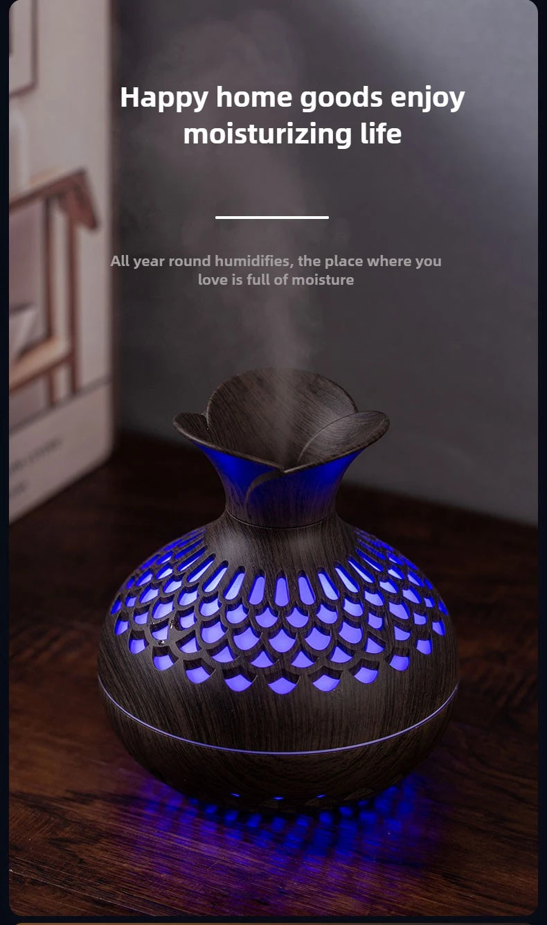300ml Wood Grain Humidifier Aroma Diffuser Atomizer Household Humidifier Hydrating Instrument USB Desktop Humidifier