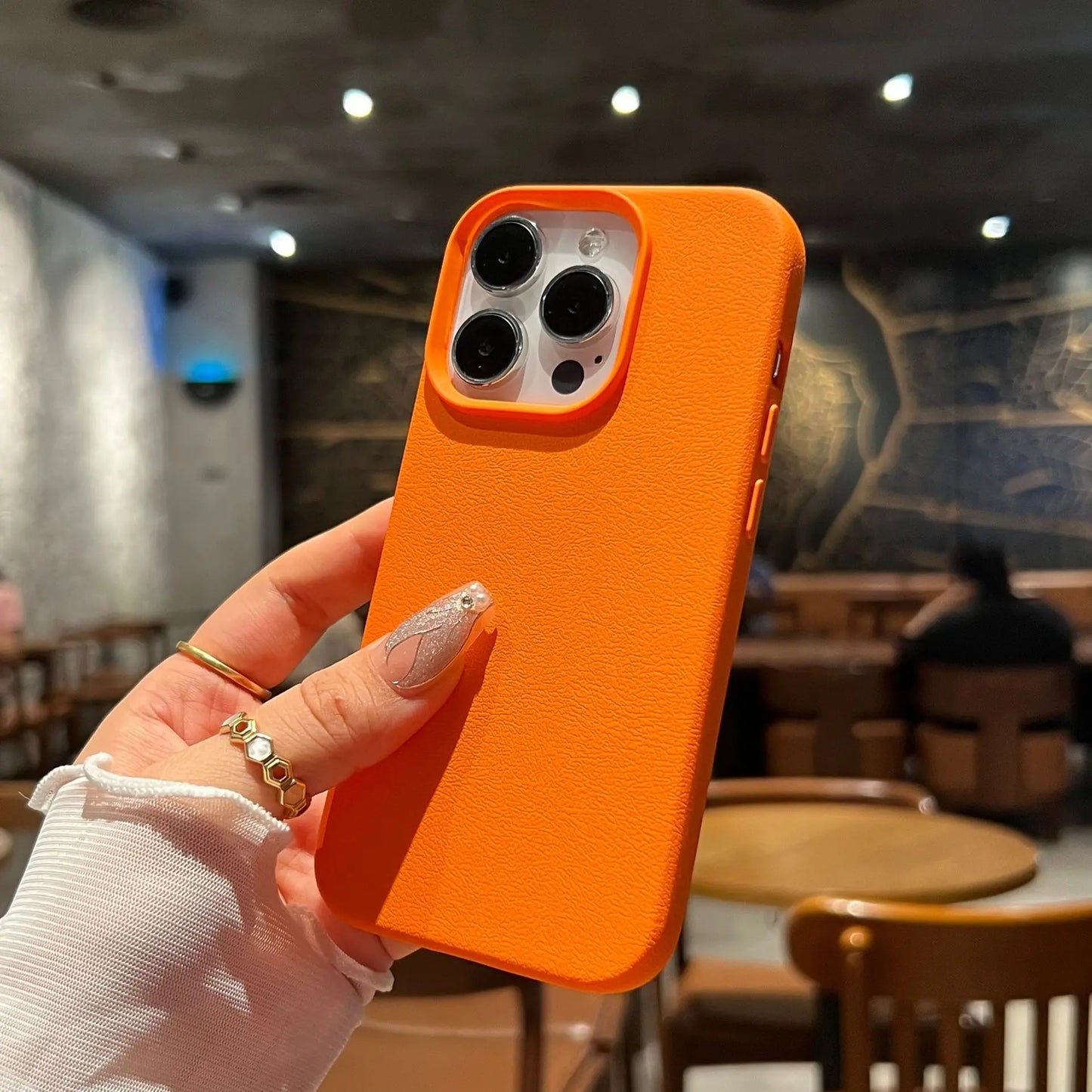Luxury Silicone Litchi Lines Leather Phone Case For iPhone 16 15 14 13 12 11 Pro Max X XS XR Max Plus Soft Shockproof Full Cover