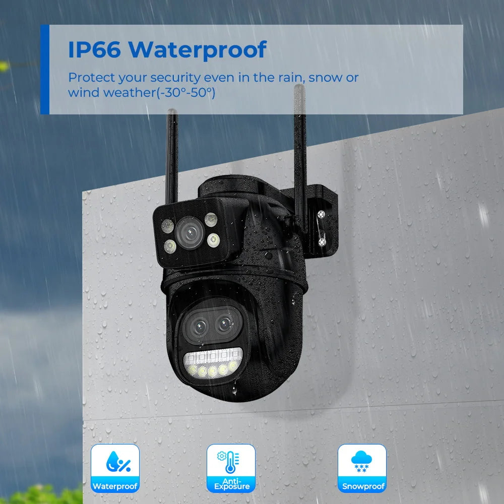 6K 12MP Outdoor Wifi Camera PTZ 8X Optical Zoom Three Lens Dual Screens Video Surveillance 8MP Dual Lens CCTV Security IP Camera