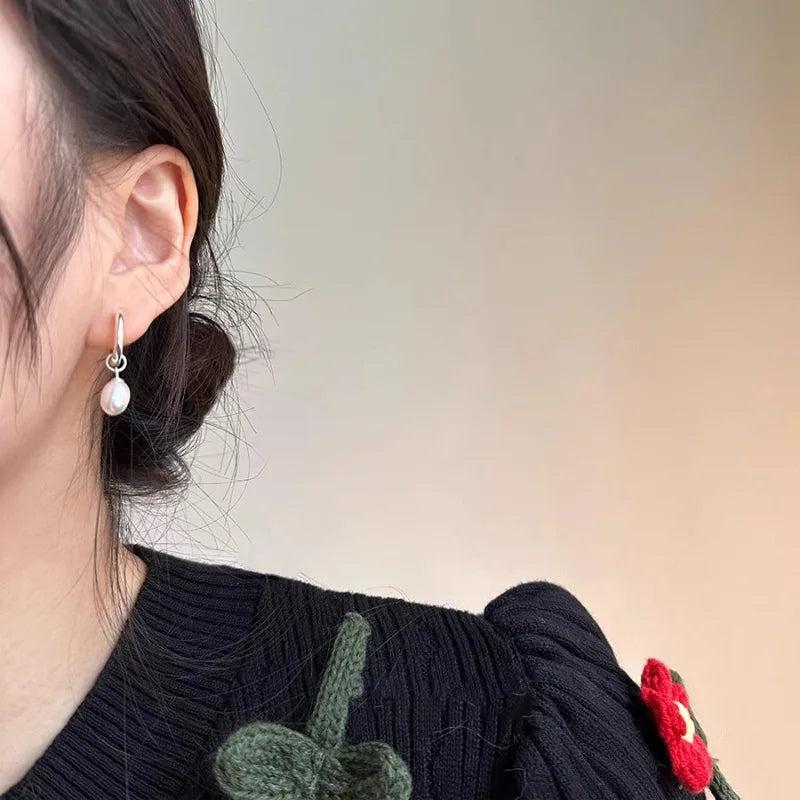 Elegant Silver Pearl Drop Earrings