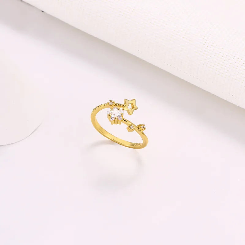 Silver Color Ring for Women Gift Shining Star Tassel Index Finger Cool Crystal Jewelry