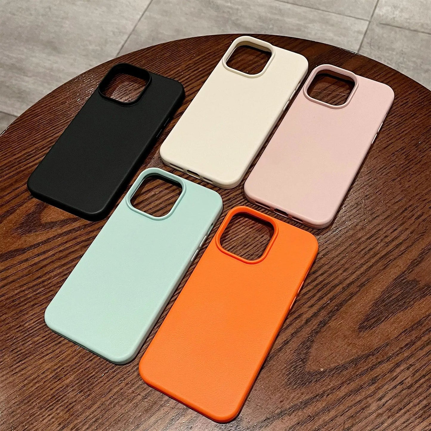 Luxury Silicone Litchi Lines Leather Phone Case For iPhone 16 15 14 13 12 11 Pro Max X XS XR Max Plus Soft Shockproof Full Cover
