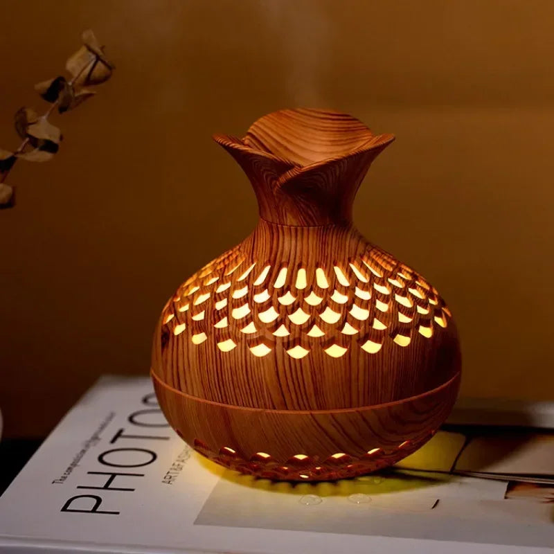 300ml Wood Grain Humidifier Aroma Diffuser Atomizer Household Humidifier Hydrating Instrument USB Desktop Humidifier