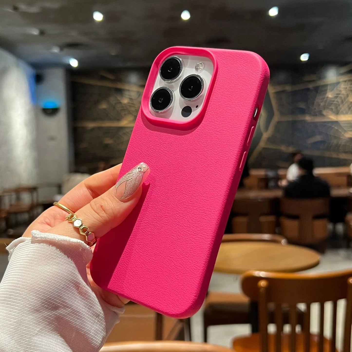 Luxury Silicone Litchi Lines Leather Phone Case For iPhone 16 15 14 13 12 11 Pro Max X XS XR Max Plus Soft Shockproof Full Cover