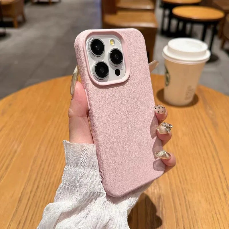 Luxury Silicone Litchi Lines Leather Phone Case For iPhone 16 15 14 13 12 11 Pro Max X XS XR Max Plus Soft Shockproof Full Cover