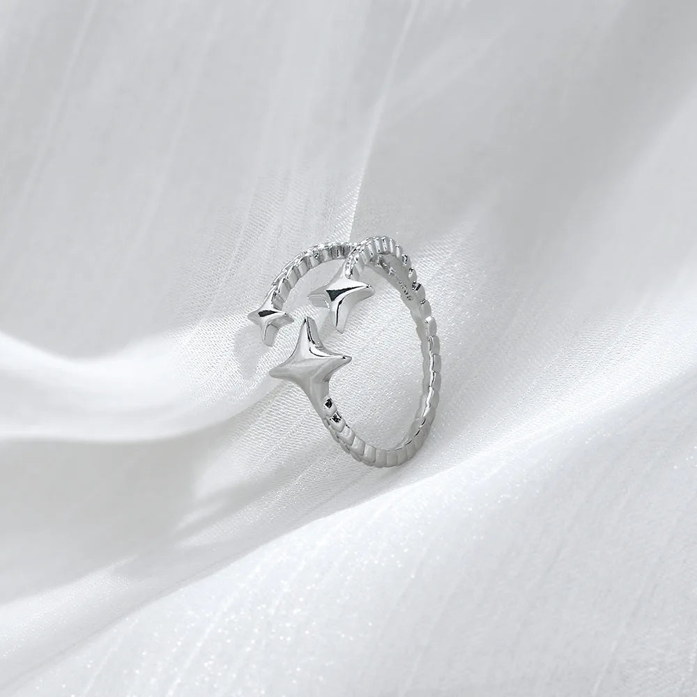 Silver Color Ring for Women Gift Shining Star Tassel Index Finger Cool Crystal Jewelry