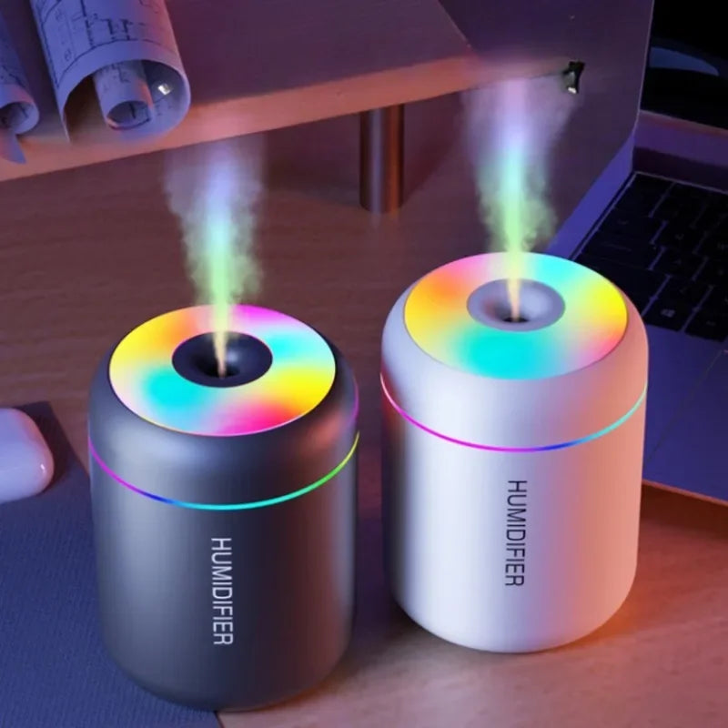 مرطب هواء صغير USB 180 مل مع موزع زيوت عطرية أساسية للمنزل والسيارة بالموجات فوق الصوتية مع صانع ضباب صامت مع مصباح LED ملون