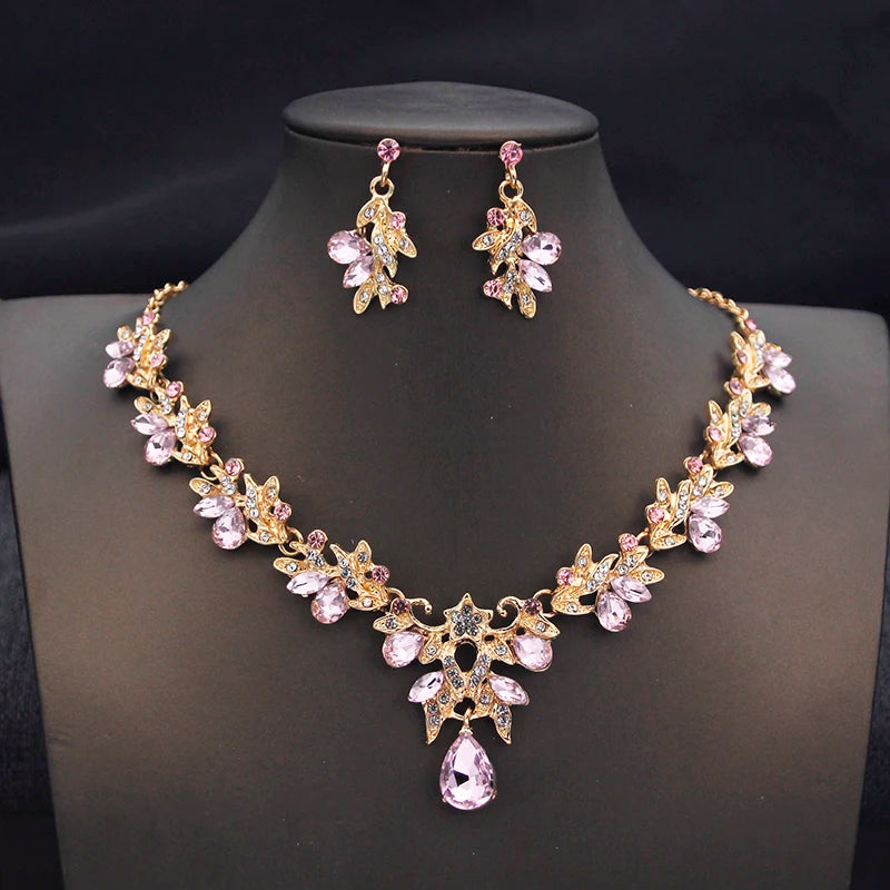 Elegant Butterfly Opal Green Bridal Jewelry Sets for Women Earring Necklace Set Wedding Dress Jewelry Sets 3 Pcs Gifts