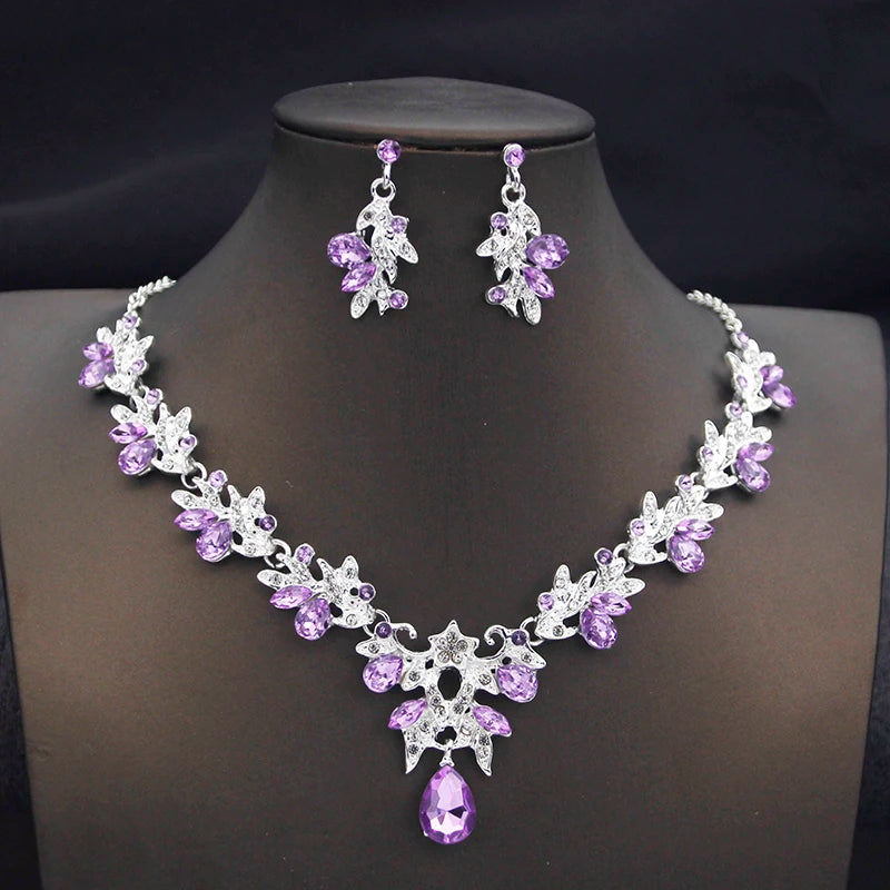 Elegant Butterfly Opal Green Bridal Jewelry Sets for Women Earring Necklace Set Wedding Dress Jewelry Sets 3 Pcs Gifts