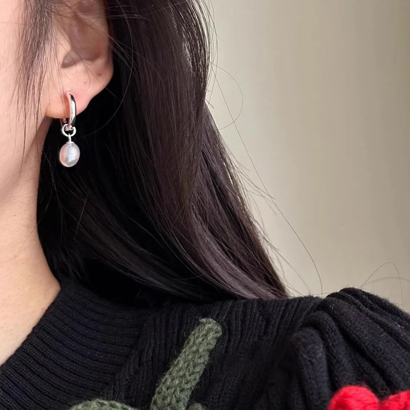 Elegant Silver Pearl Drop Earrings