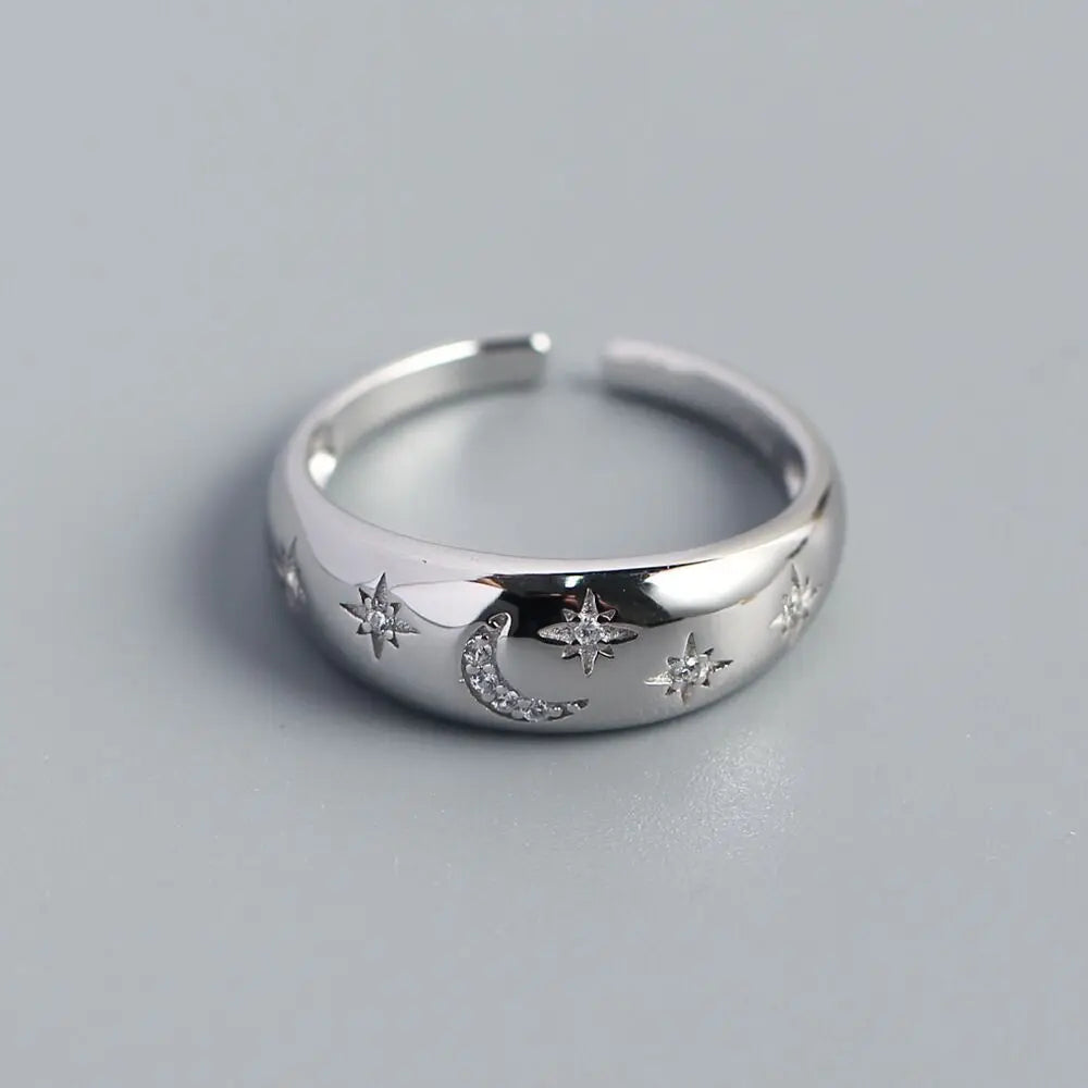 Silver Color Ring for Women Gift Shining Star Tassel Index Finger Cool Crystal Jewelry