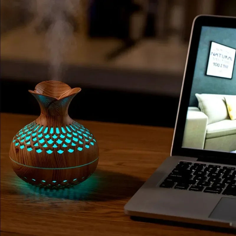 300ml Wood Grain Humidifier Aroma Diffuser Atomizer Household Humidifier Hydrating Instrument USB Desktop Humidifier