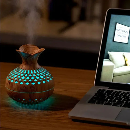 300ml Wood Grain Humidifier Aroma Diffuser Atomizer Household Humidifier Hydrating Instrument USB Desktop Humidifier