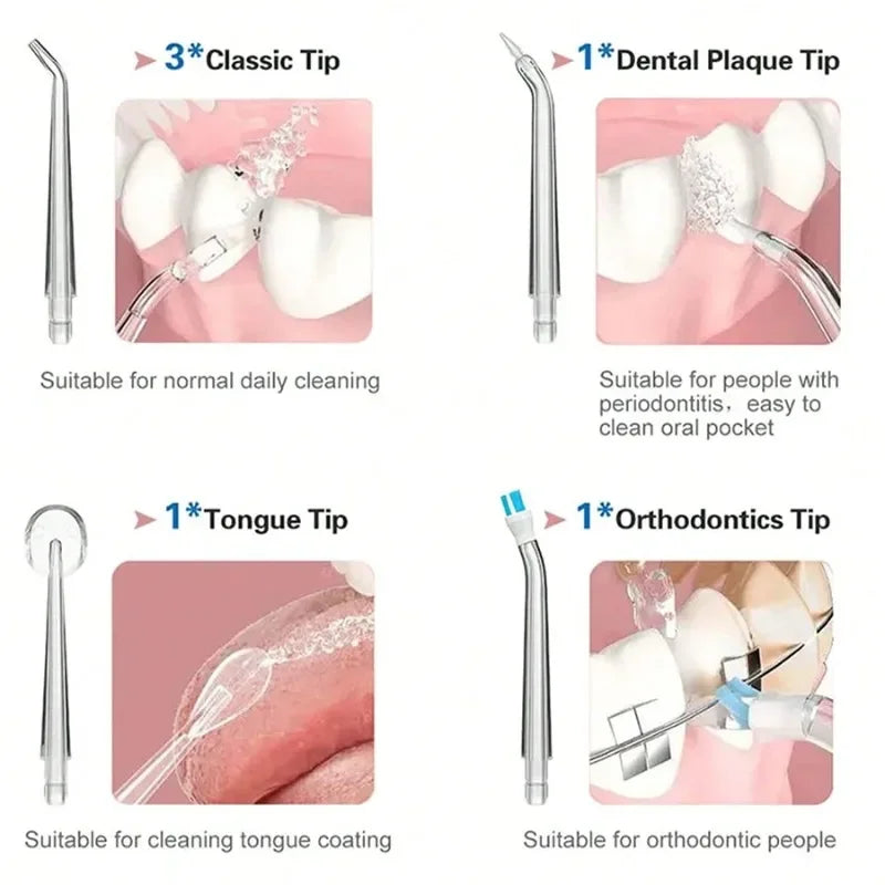 Portable Smart Electric Oral Irrigator Water Flosser 4 Jets 3 Modes Rechargeable Dental Water Jet Irrigator Dental Teeth Cleaner