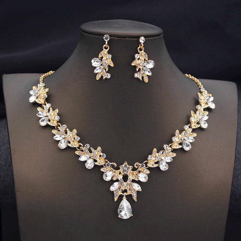 Elegant Butterfly Opal Green Bridal Jewelry Sets for Women Earring Necklace Set Wedding Dress Jewelry Sets 3 Pcs Gifts