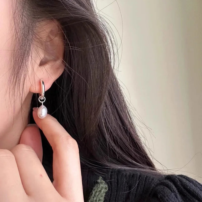 Elegant Silver Pearl Drop Earrings