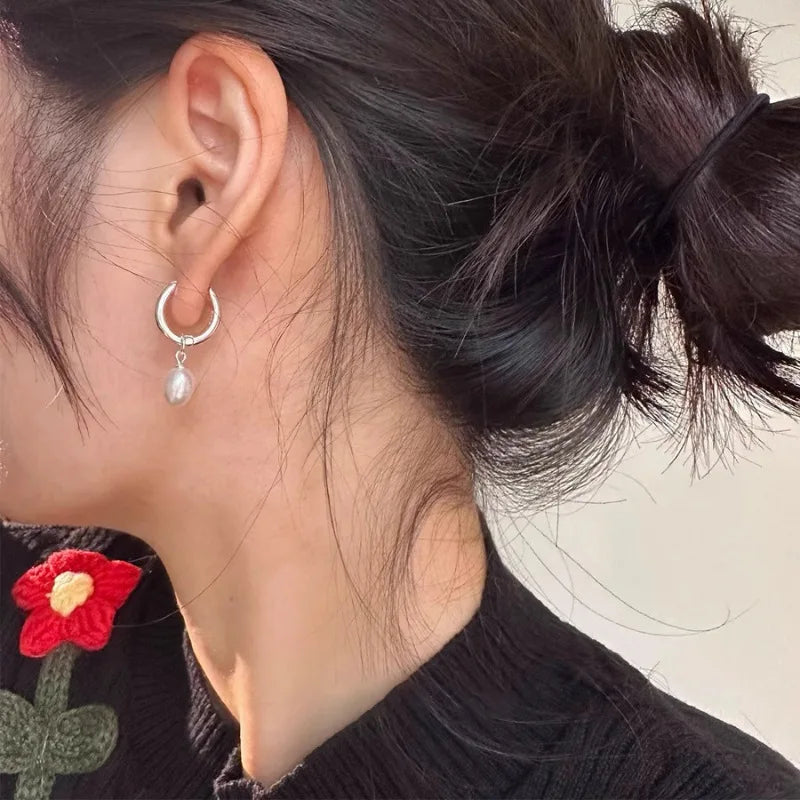 Elegant Silver Pearl Drop Earrings