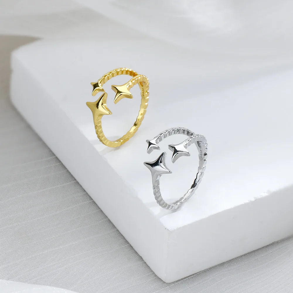 Silver Color Ring for Women Gift Shining Star Tassel Index Finger Cool Crystal Jewelry