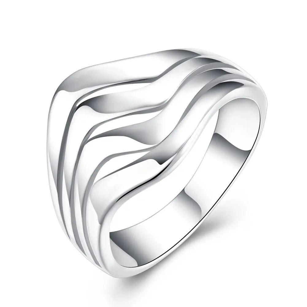 A delicate silver ring featuring a minimalist design, perfect for everyday elegance
